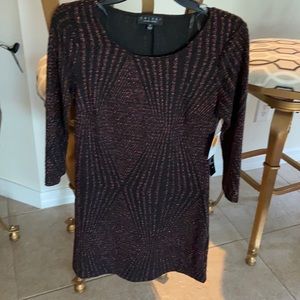TRI XXI black & burgundy long sleeve dress size s